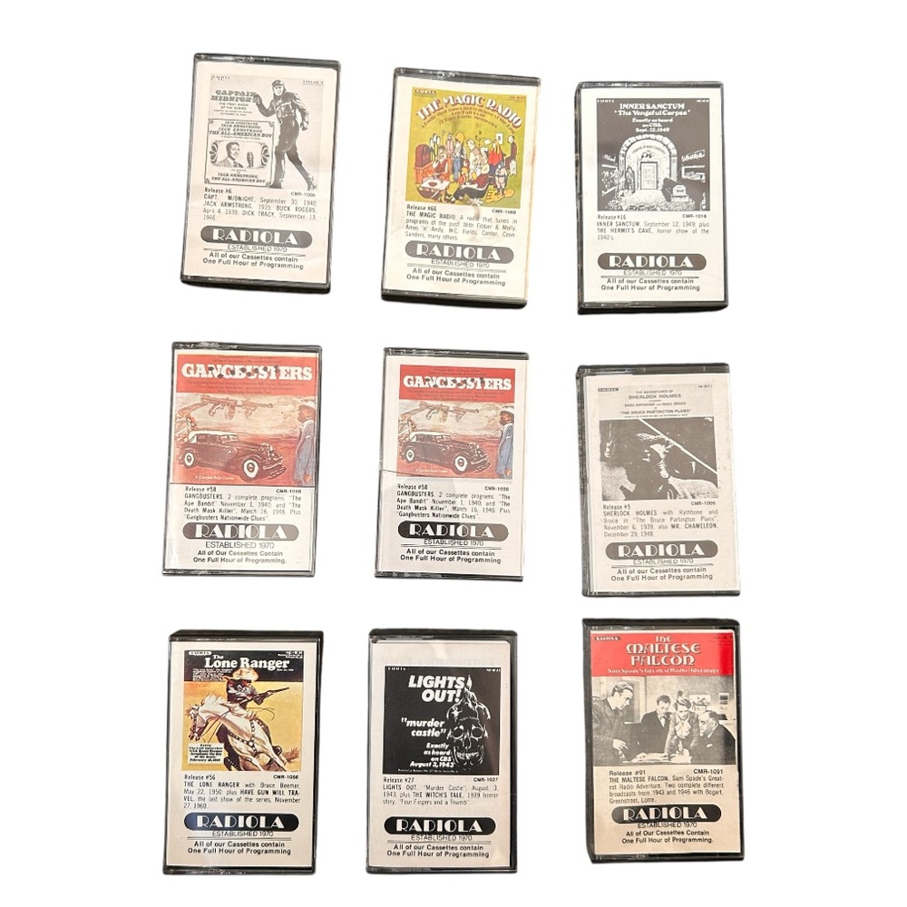 Lot Of 9 Radiola Vintage Radio Show Cassette Tapes Horror Mystery Adventure